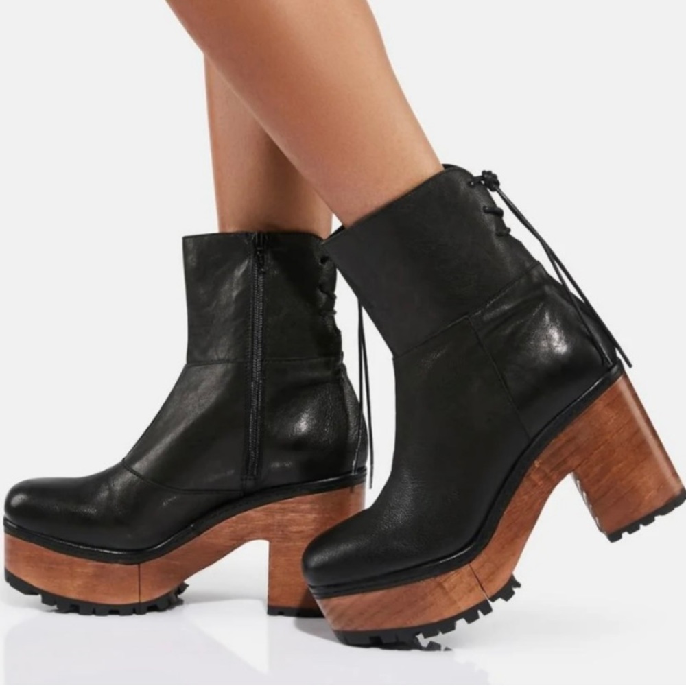 Free People Kenna Wooden Platform Clog Boots size 38
